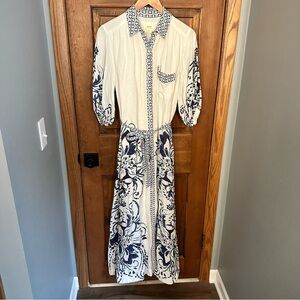 Anthropologie The Mona Linen Shirt Dress By Maeve Size Small Resortwear Party